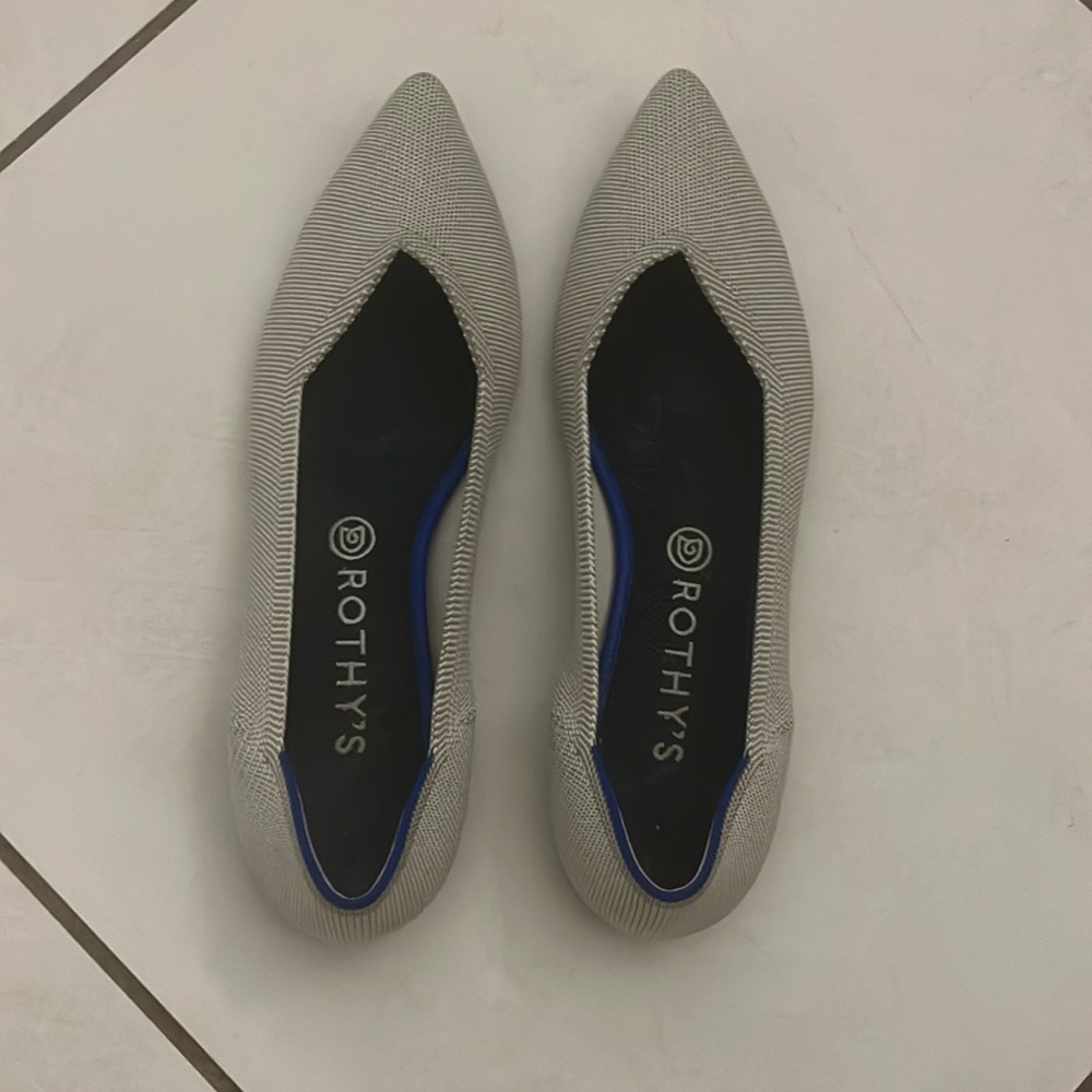 Rothy’s The Point Women’s Size W11.5 Flats Gray Birdseye DISCONTINUED COLOR